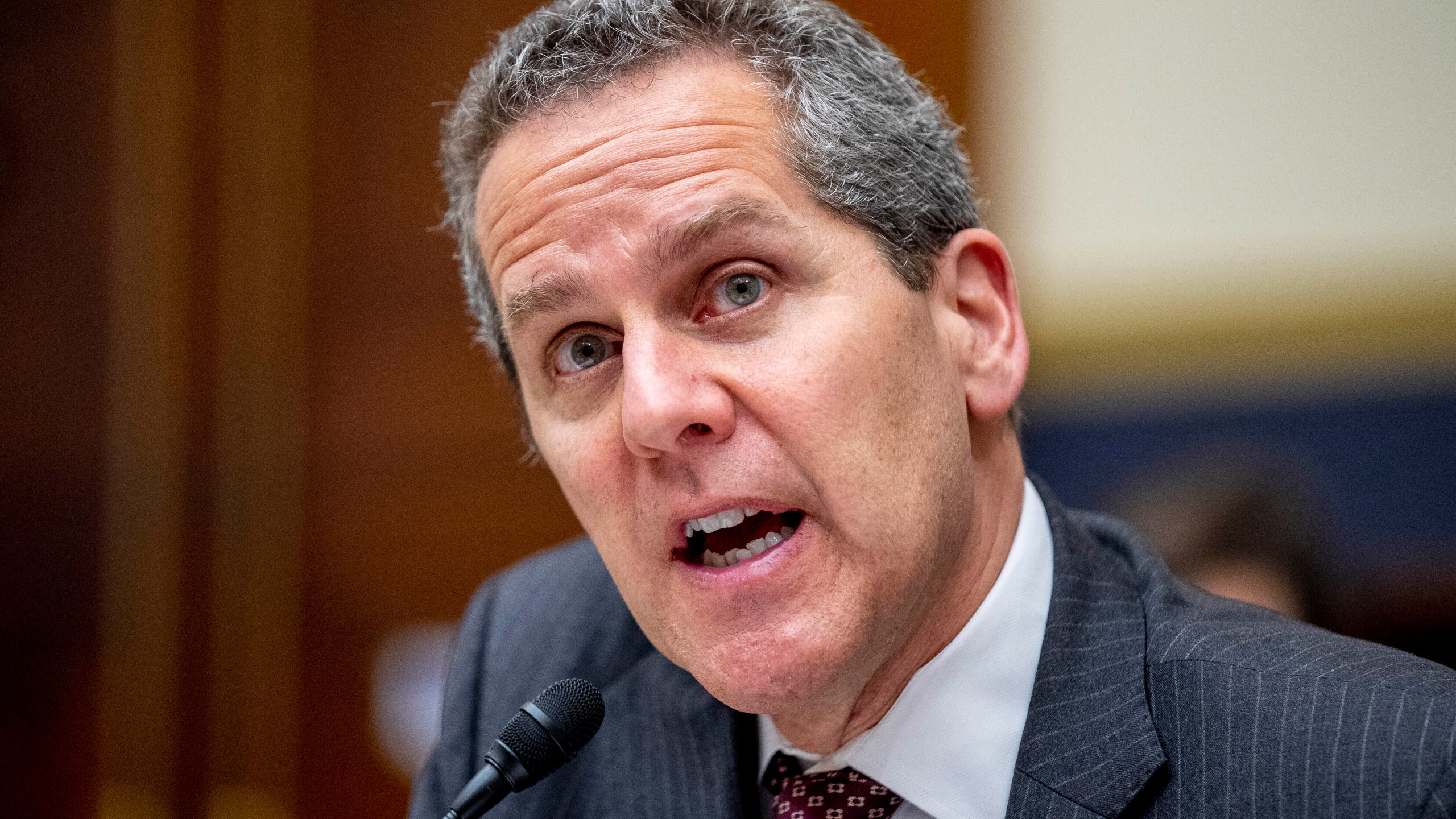 FILE - Federal Reserve Board of Governors Vice Chair for Supervision Michael Barr testifies at a House Financial Services Committee hearing on recent bank failures, on Capitol Hill, March 29, 2023, in Washington. (AP Photo/Andrew Harnik, File)