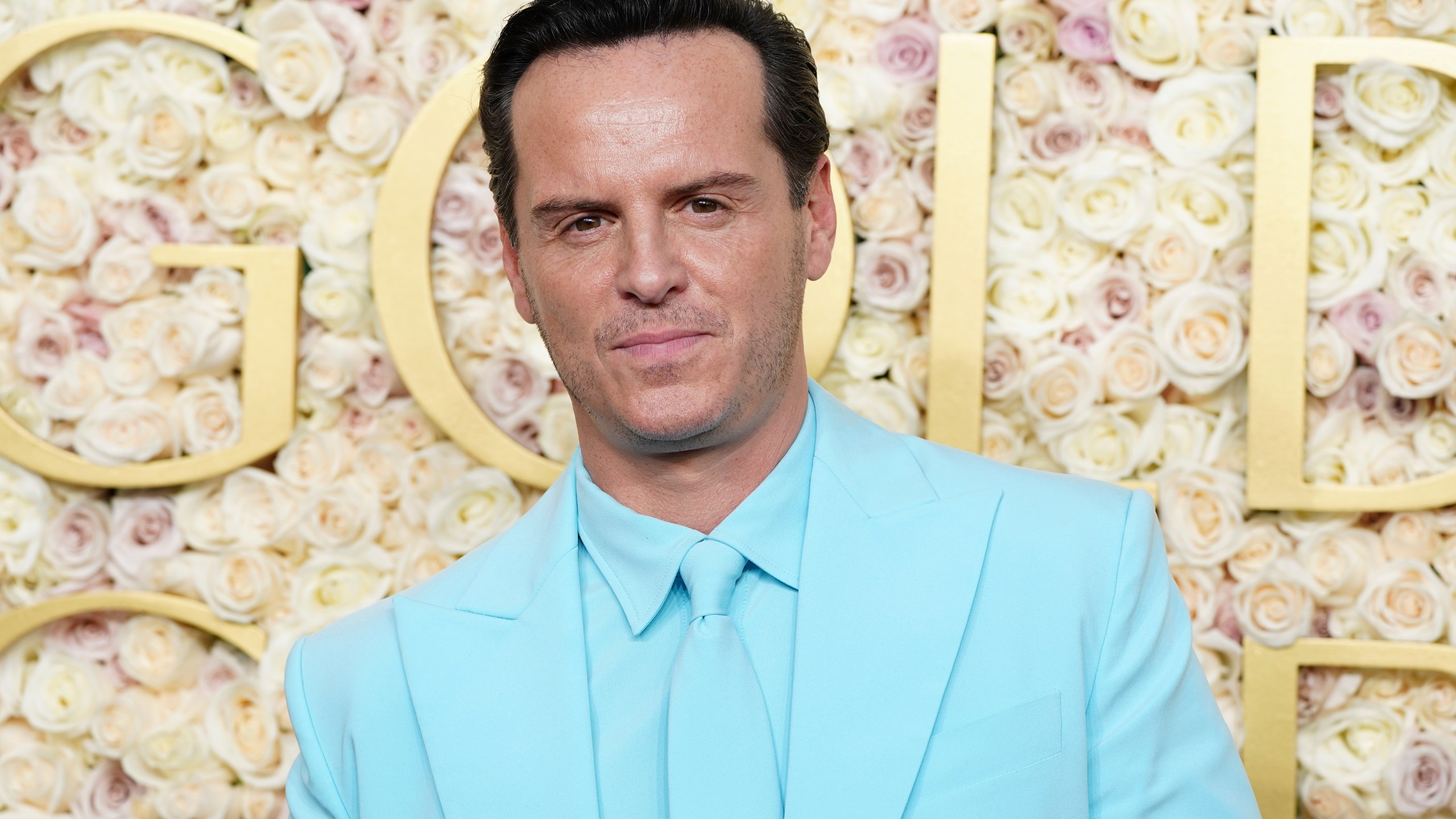 Andrew Scott arrives at the 82nd Golden Globes on Sunday, Jan. 5, 2025, at the Beverly Hilton in Beverly Hills, Calif. (Photo by Jordan Strauss/Invision/AP)