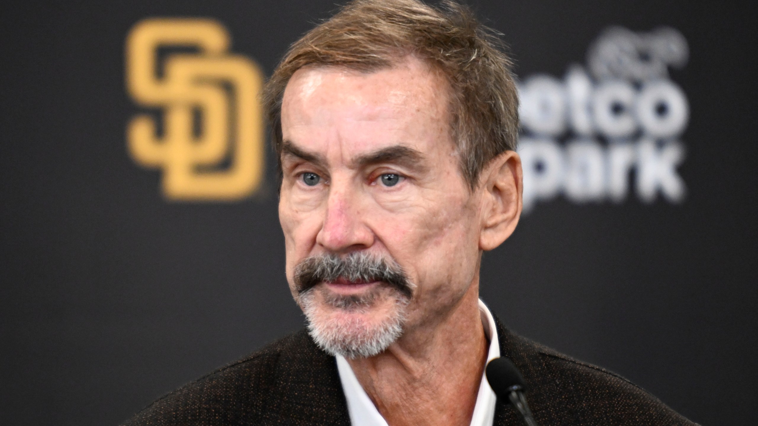 FILE - San Diego Padres Chairman Peter Seidler speaks at a news conference to announce finalizing a contract with Xander Bogaerts, Friday, Dec. 9, 2022, in San Diego. (AP Photo/Denis Poroy, File)