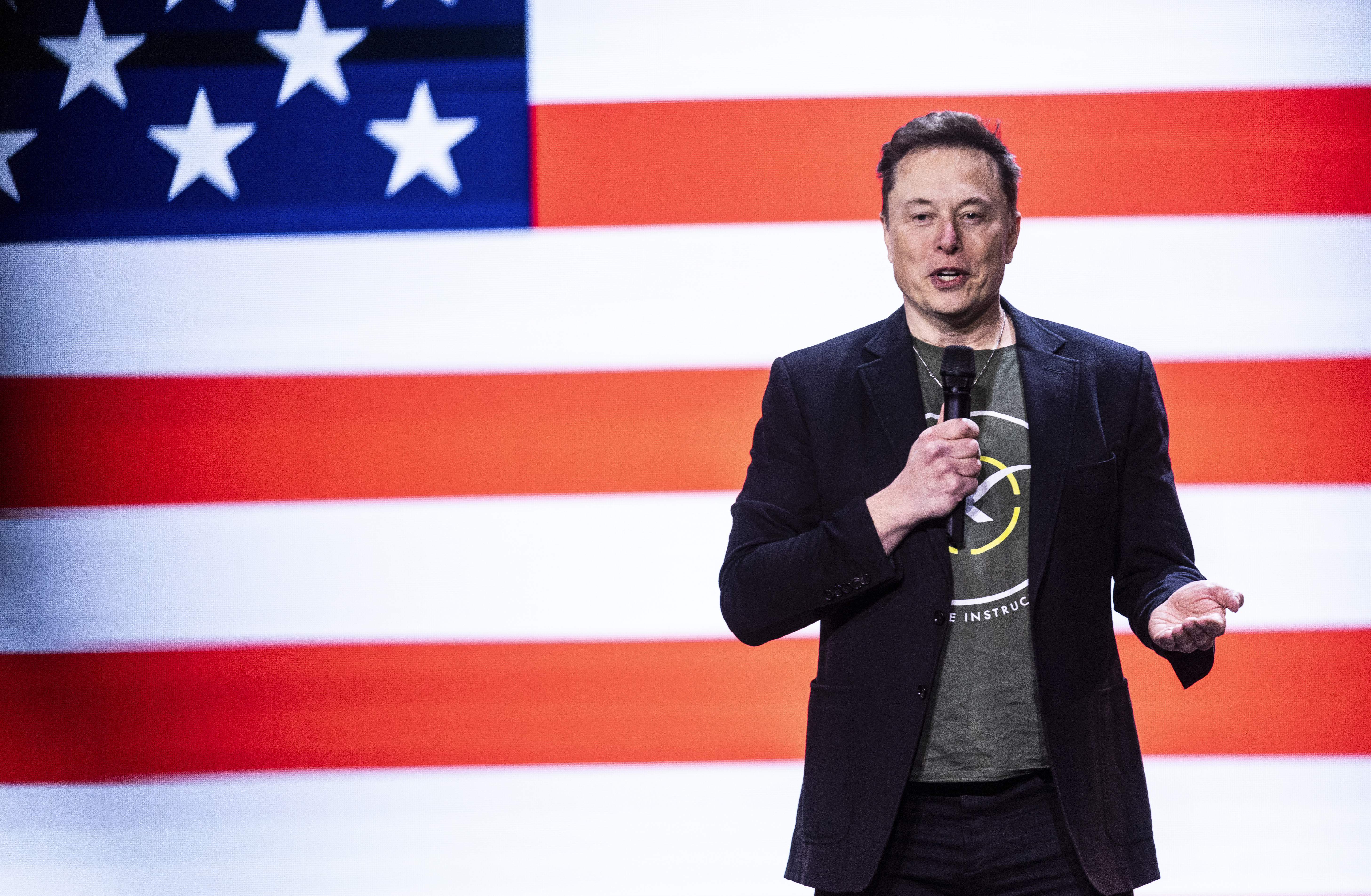 FILE - Elon Musk speaks at Life Center Church in Harrisburg, Pa., on Oct. 19, 2024. (Sean Simmers/The Patriot-News via AP, File)