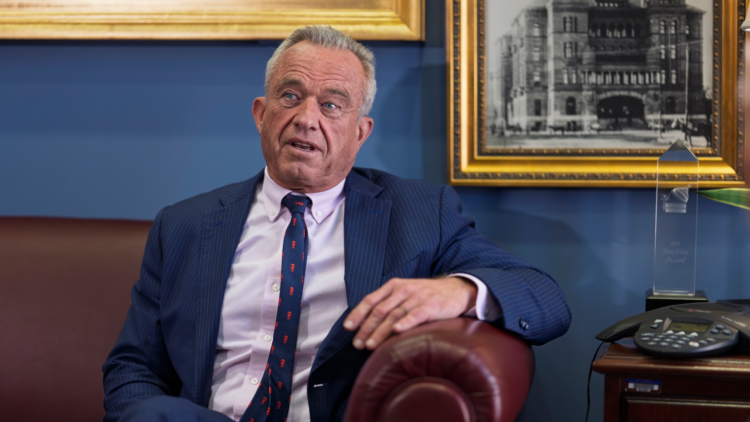 FILE - Robert F. Kennedy Jr., President-elect Donald Trump's nominee to be secretary of Health and Human Services, speaks at the Capitol in Washington, Jan. 9, 2025. (AP Photo/J. Scott Applewhite, file)