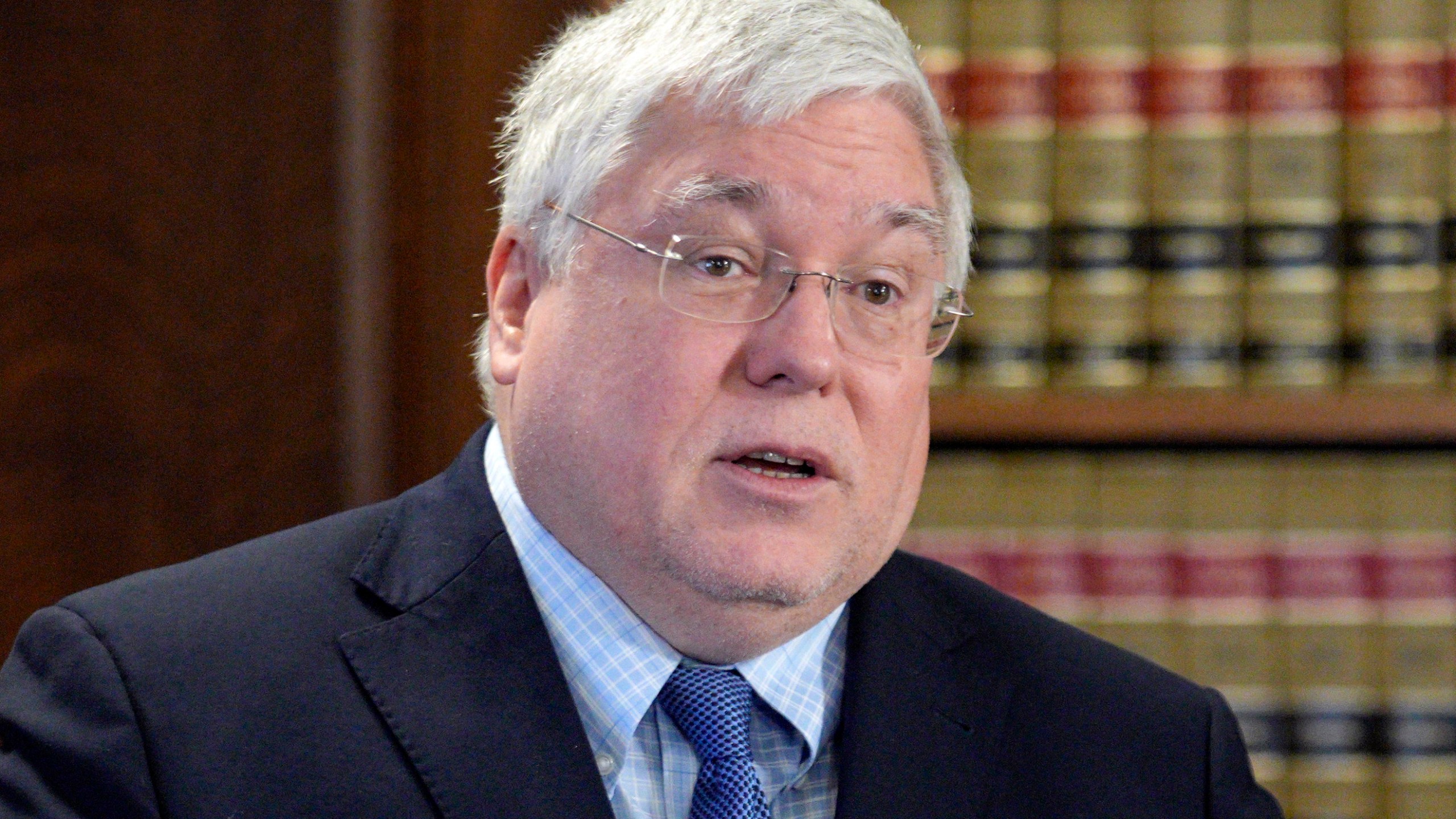 FILE - West Virginia Attorney General Patrick Morrisey speaks during a news conference at the state Capitol, in Charleston, W.Va., May 4, 2023. (AP Photo/Jeff Dean, File)