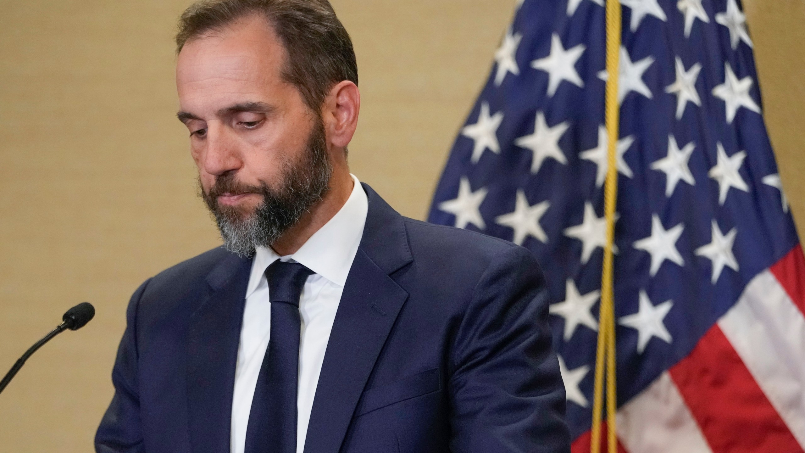 FILE - Special counsel Jack Smith speaks about an indictment of former President Donald Trump, Tuesday, Aug. 1, 2023, at a Department of Justice office in Washington. (AP Photo/Jacquelyn Martin, File)