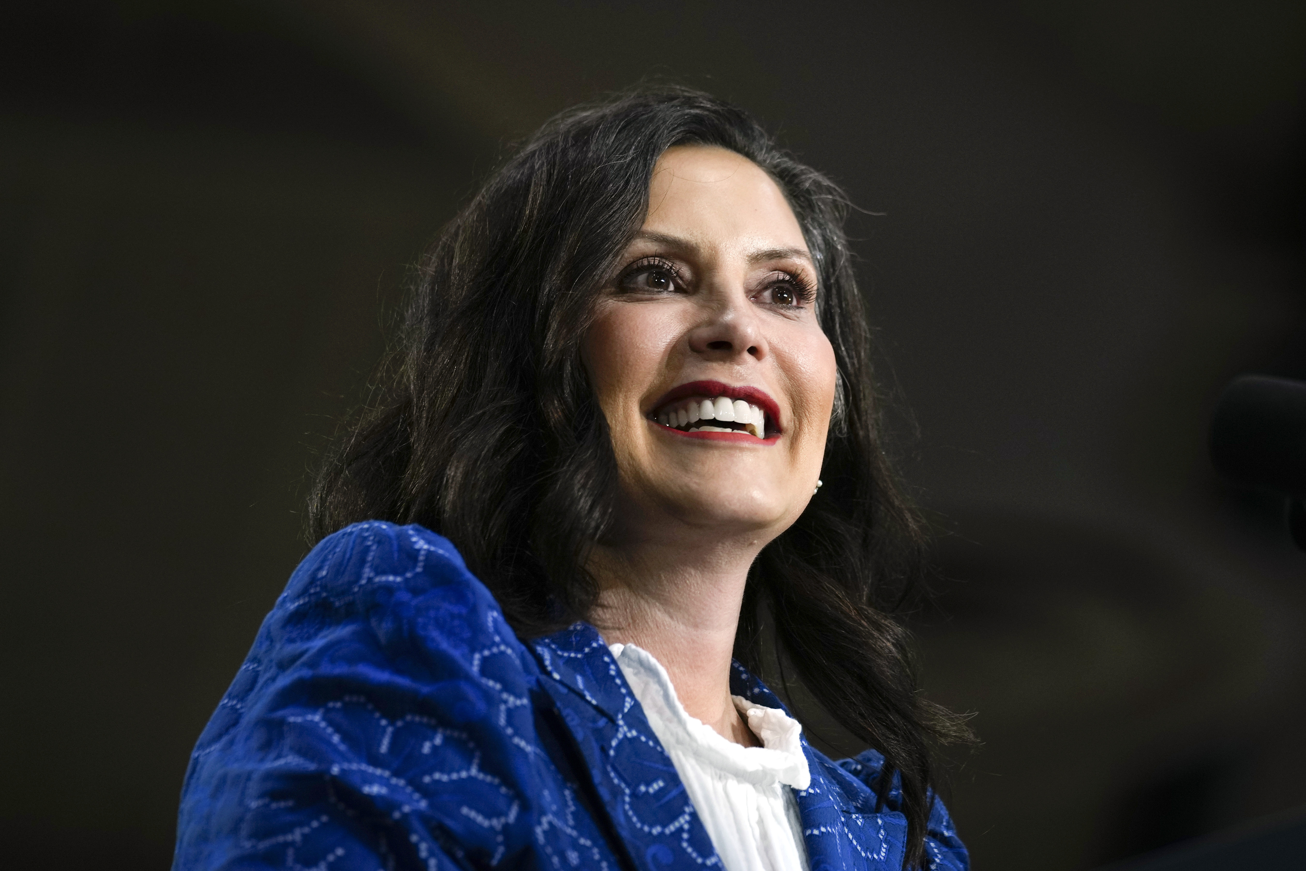 FILE - Michigan Gov. Gretchen Whitmer speaks during a campaign event for Democratic presidential candidate Vice President Kamala Harris in Ambler, Pa., July 29, 2024. (AP Photo/Matt Rourke, File)