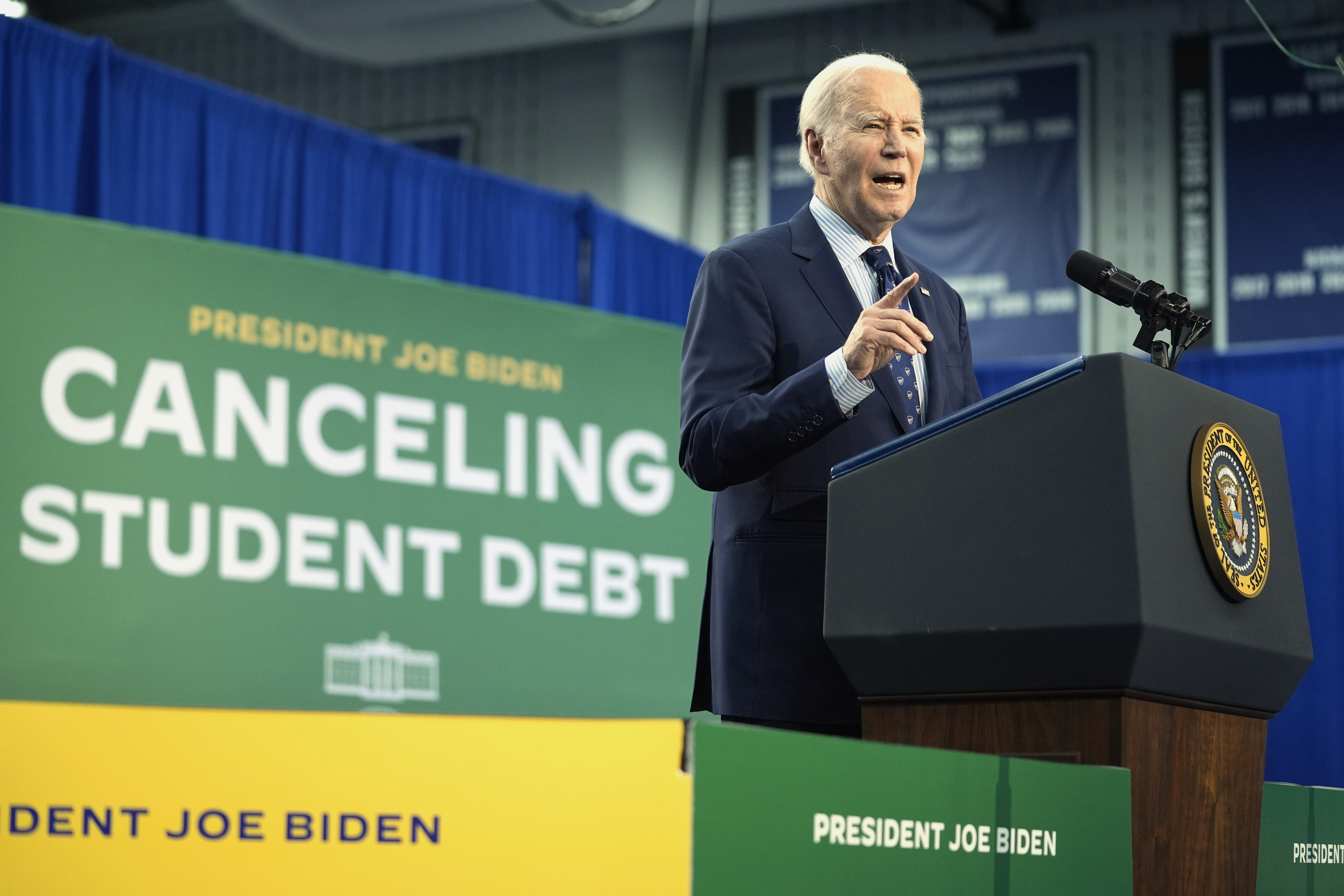 FILE - President Joe Biden speaks about student loan debt at Madison College, April 8, 2024, in Madison, Wis. (AP Photo/Evan Vucci, File)