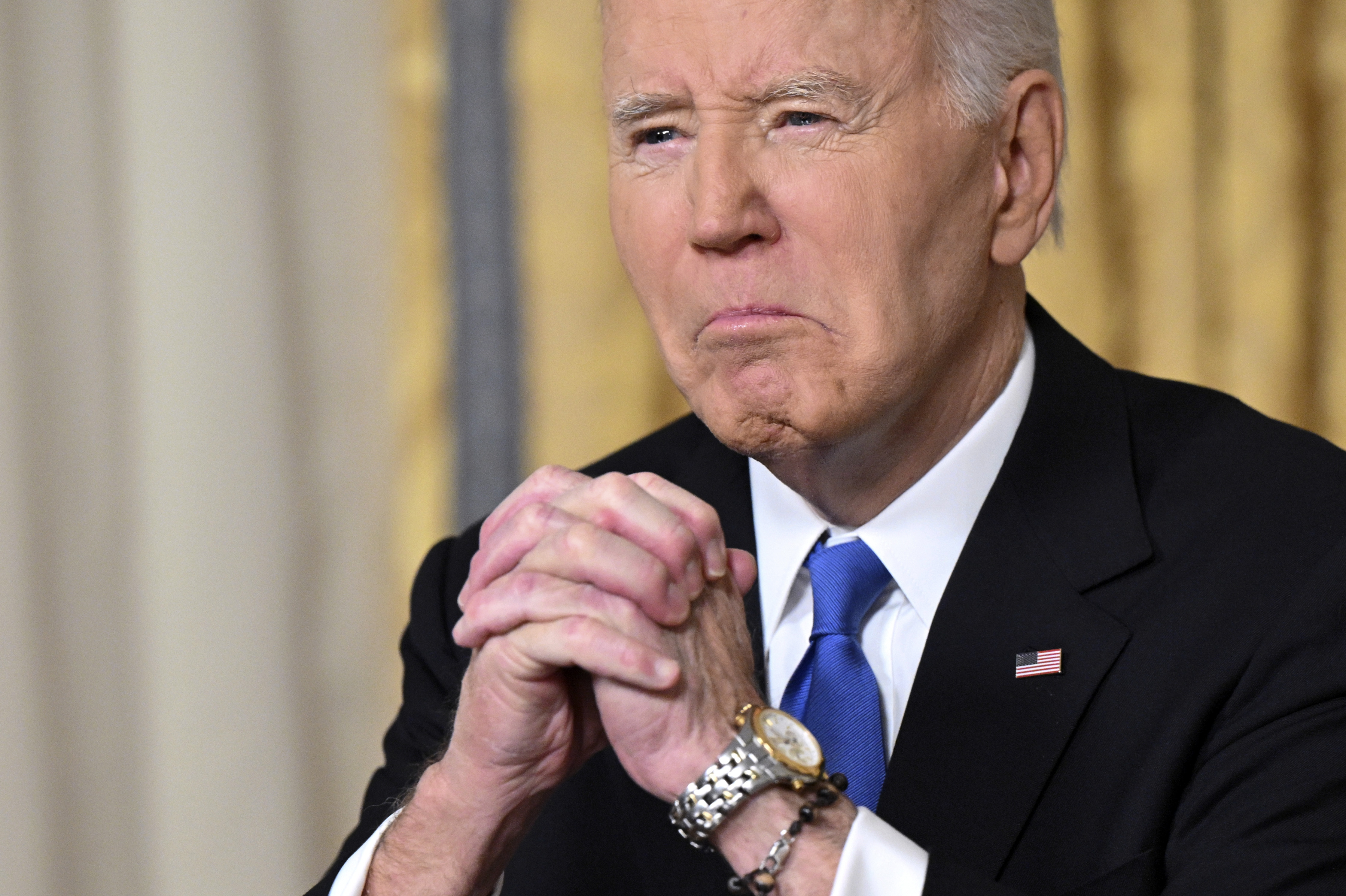 President Joe Biden speaks from the Oval Office of the White House as he gives his farewell address Wednesday, Jan. 15, 2025, in Washington. (Mandel Ngan/Pool via AP)