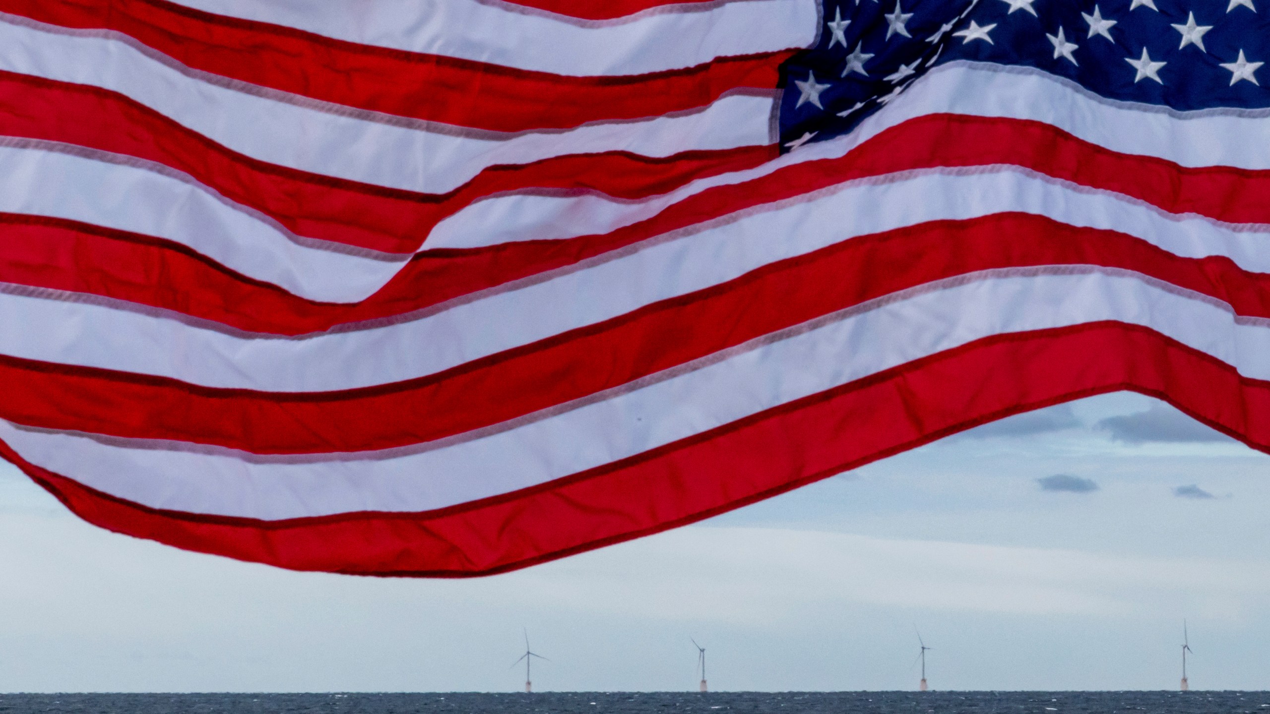 FILE - The five turbines of Block Island Wind Farm operate, Dec. 7, 2023, off the coast of Block Island, R.I., during a tour organized by Orsted. (AP Photo/Julia Nikhinson, File)